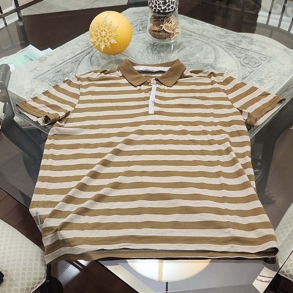 ICEBREAKER MEN'S QUATRRO STRIPPED MERINO POLO SHIRT NWOT LARGE